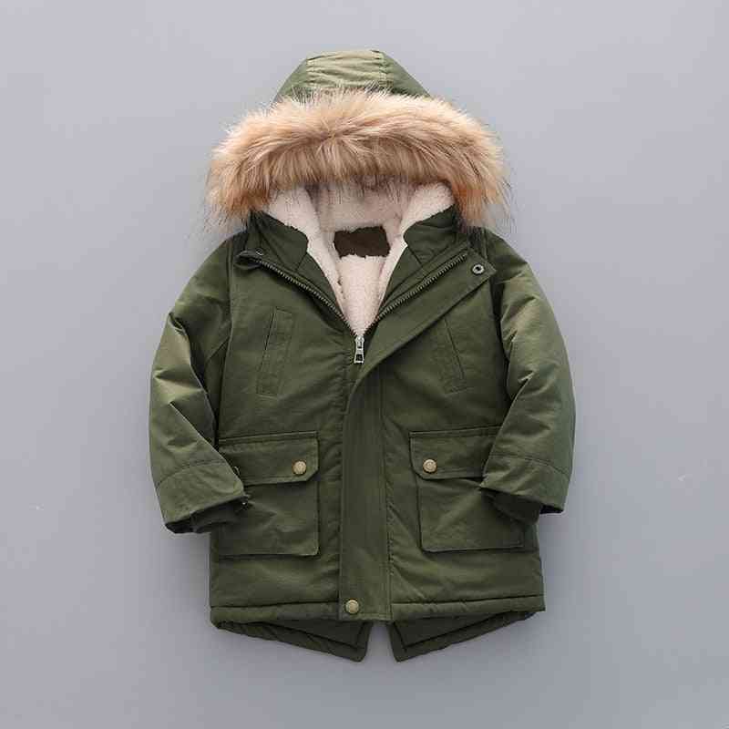 Zimná teplá outdoorová bunda, ležérne plus zamatové hrubé kabáty pre chlapcov a