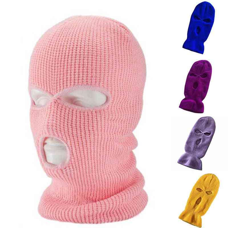 Full Face Cover Mask, Three 3 Hole Balaclava Knit Hat