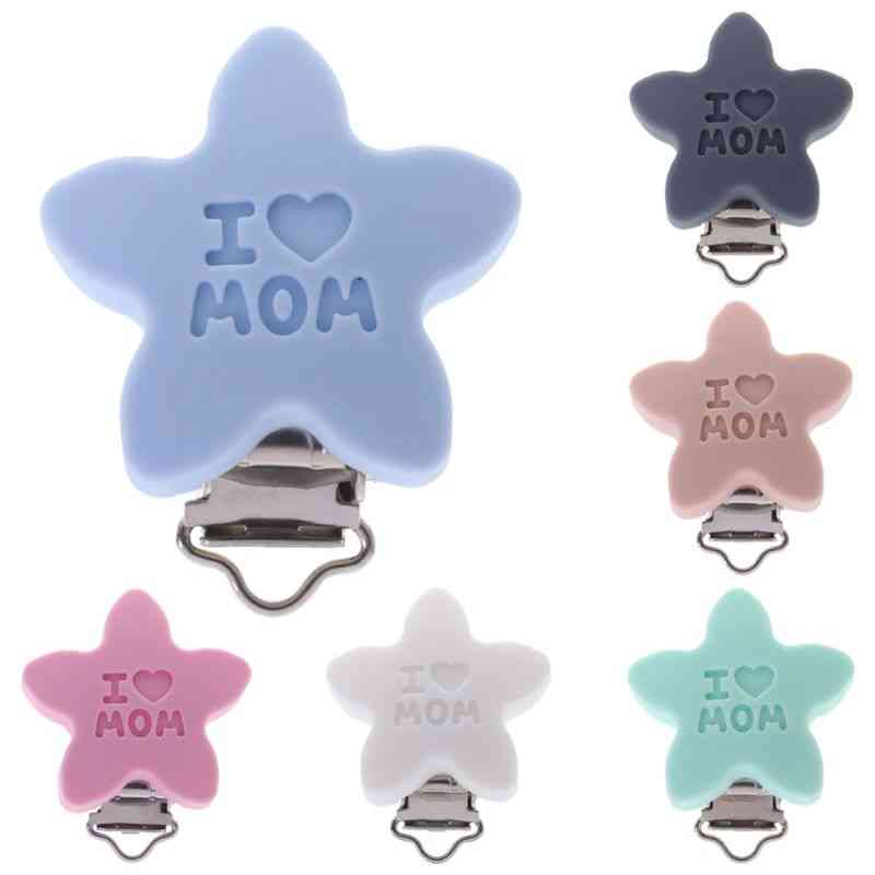 Baby Pacifier Clip, Soother Teether Star Shape Silicone Safe Holder