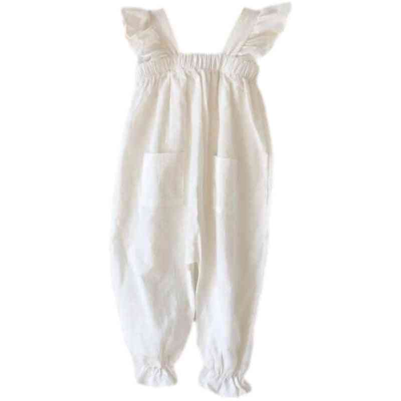 Summer Cotton Casual, One-piece Flying, Sleeve-lace Pocket, Overalls Jumpsuit