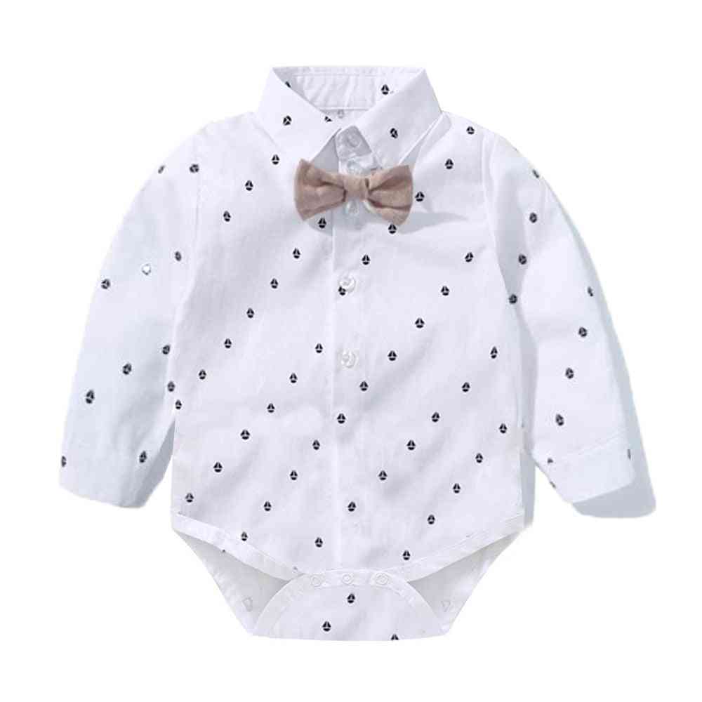 Baby Boy Gentleman Striped Summer Suit, Romper With Bow Hat