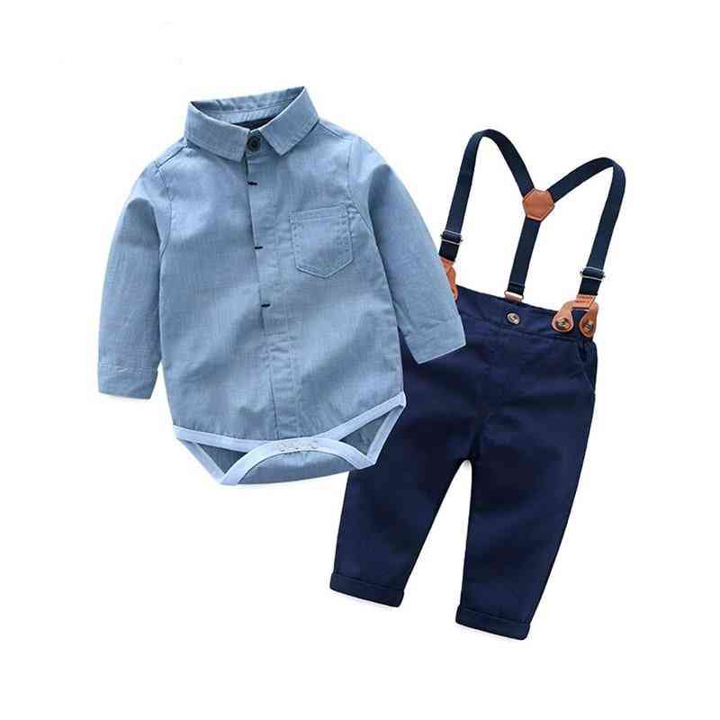 Toddler Baby  Long Sleeve Romper And Suspenders Pants