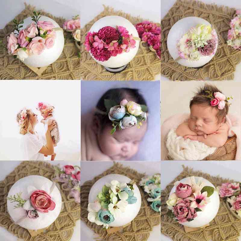 Nyfødt baby dreng, pige, kunstig blomsterfotografi rekvisit, hårtilbehør