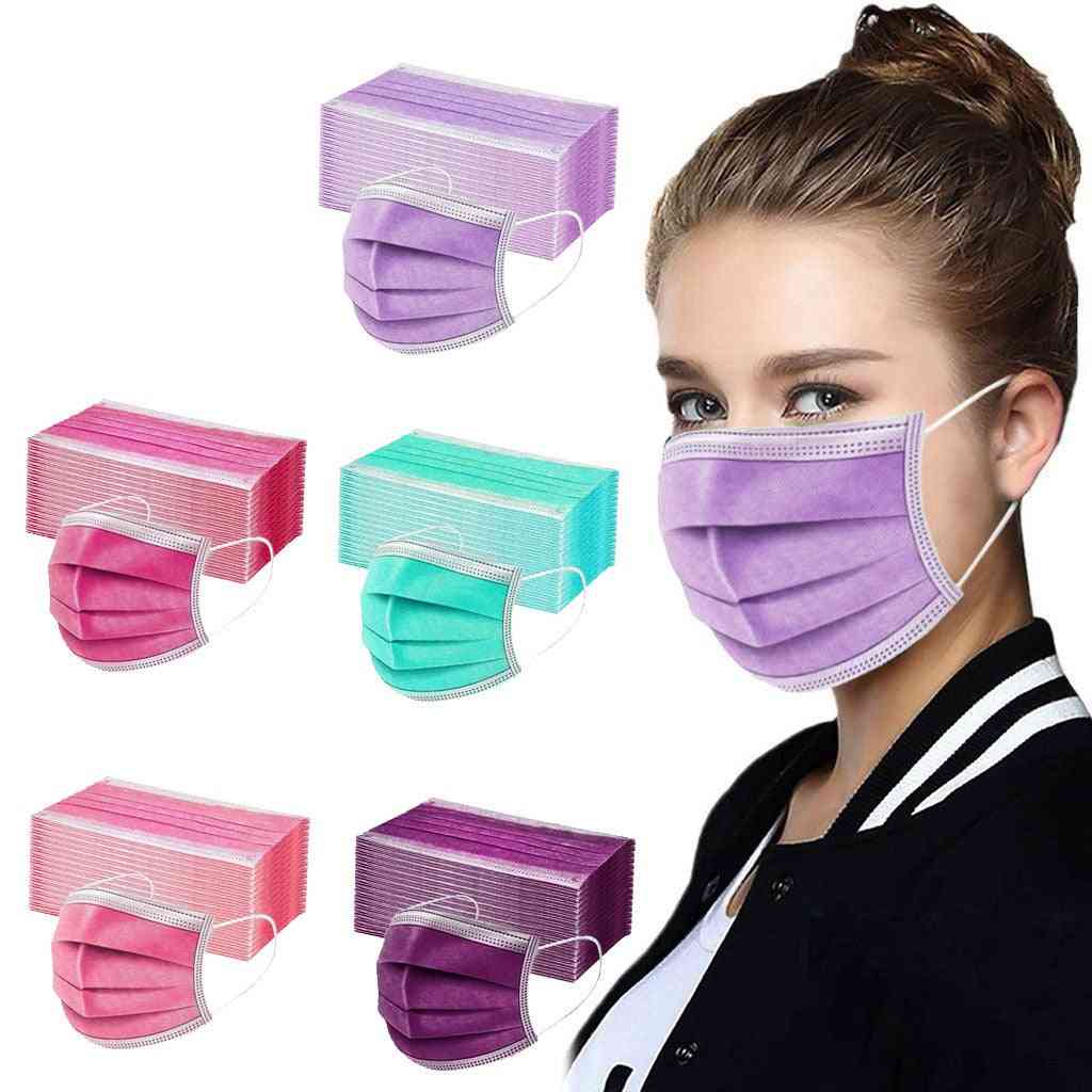 Women, Man, Solid Disposable Face Mask, Ear Loop, Masks Facial Protector