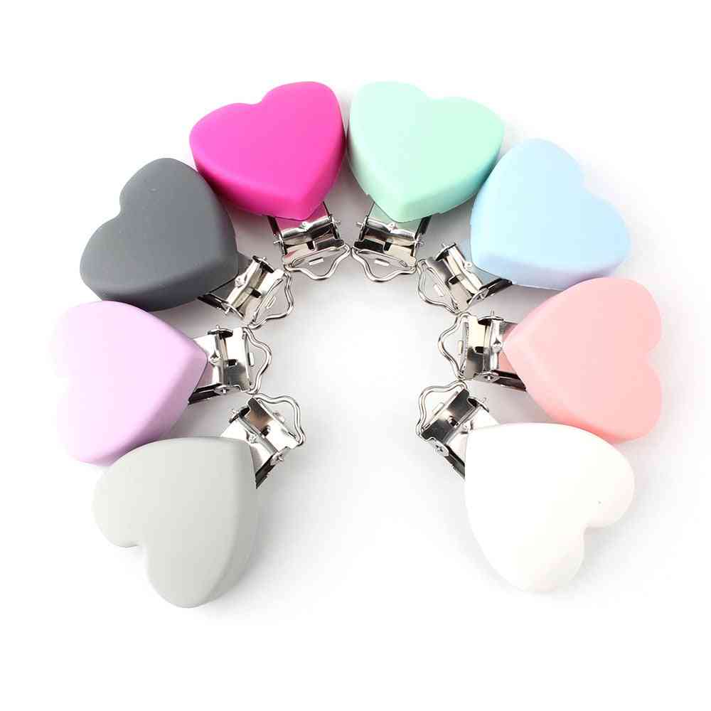 Silicone Dentition- Heart Shaped Clips, Soother Dummy, Draft Teething For Baby