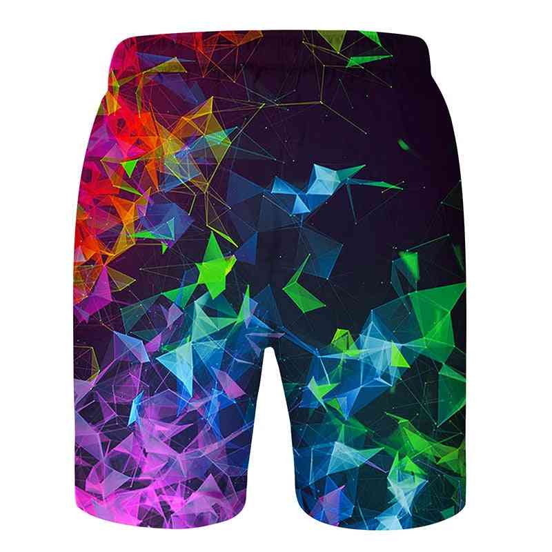3d Print Quick Drying Shorts, Elastic Waist Sports Swim Short Pants