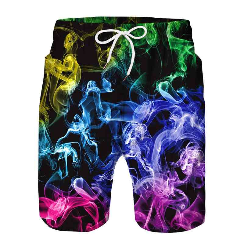 3d Print Quick Drying Shorts, Elastic Waist Sports Swim Short Pants