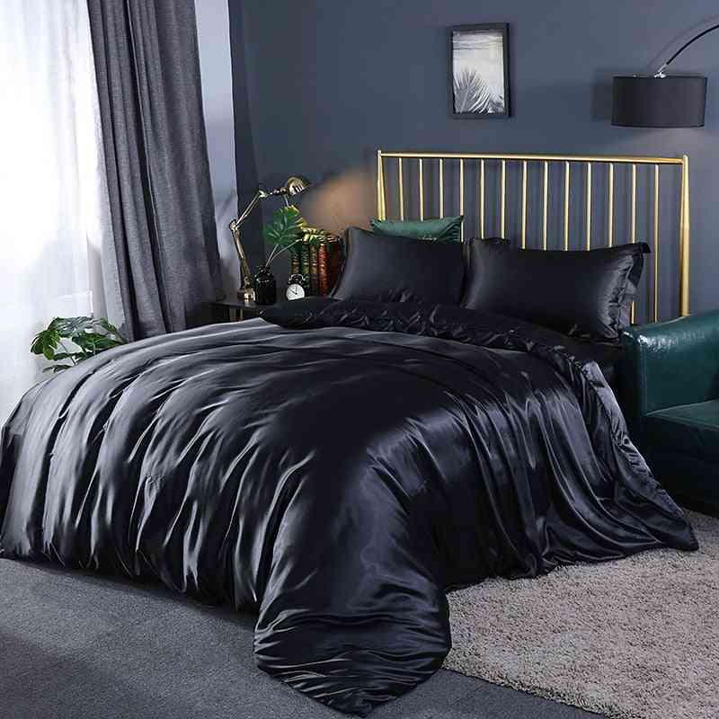 Satin Silk Bedding Set Luxury Quilt Duvet Cover And Pillowcase