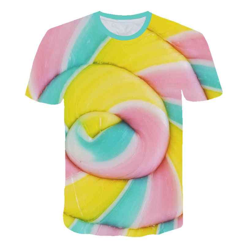 Gyerek 3D édes cukorral nyomtatott póló (készlet-1)