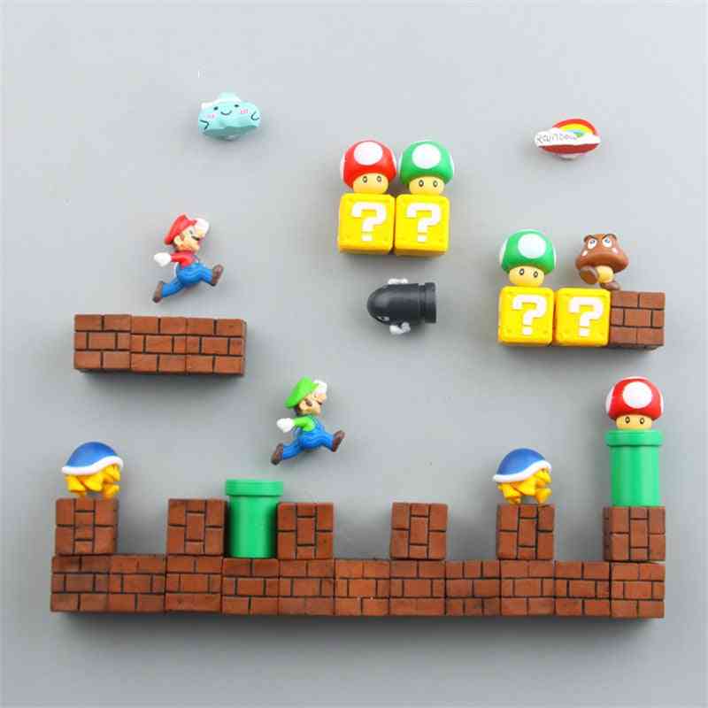 Super Mario Resin Fridge Magnets, Home Decoration, Ornaments, Figurines Wall Magnet Bullets Bricks