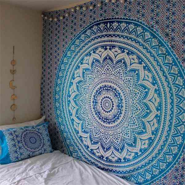 Indian Tapestry- Wall Hanging Bohemian, Polyester Thin Yoga Shawl, Mat Blanket