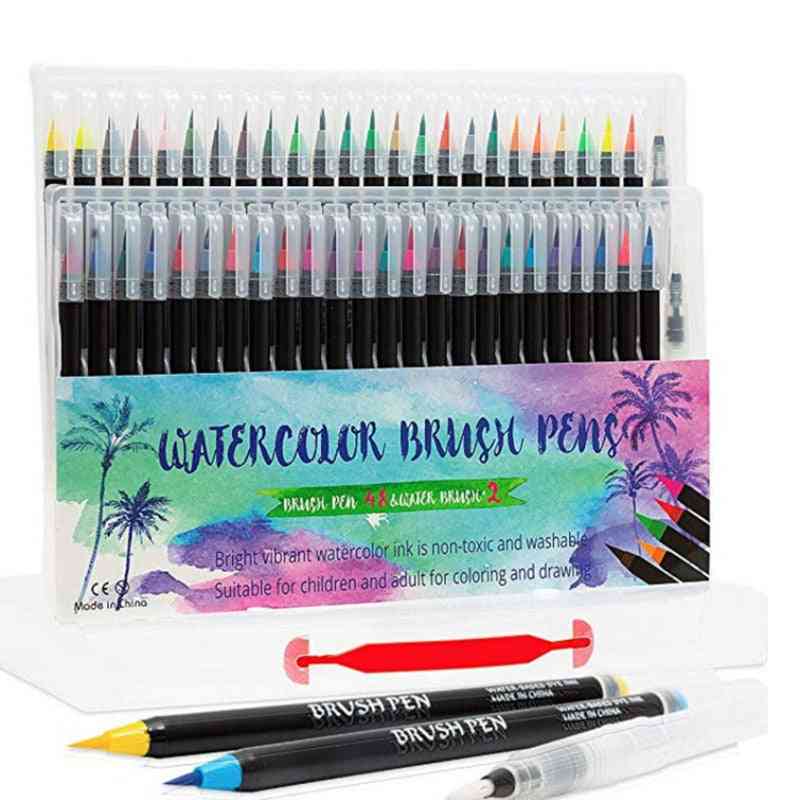 48 färger konstmarkör akvarell penselpennor för måleriteckning (48 färger)