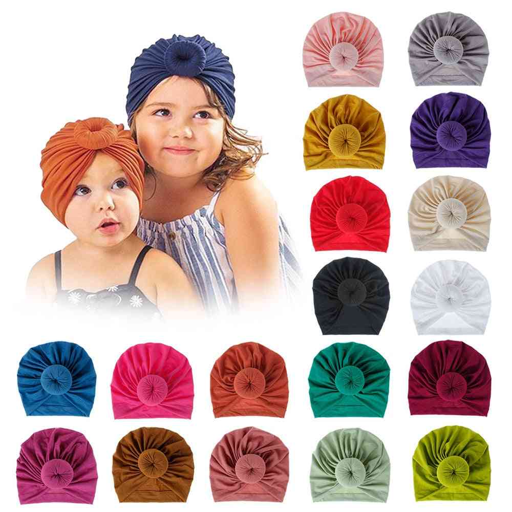 Mommy And Baby Cotton, Round Ball Flower Caps, Turban Knot Headwear, Hair Accessories