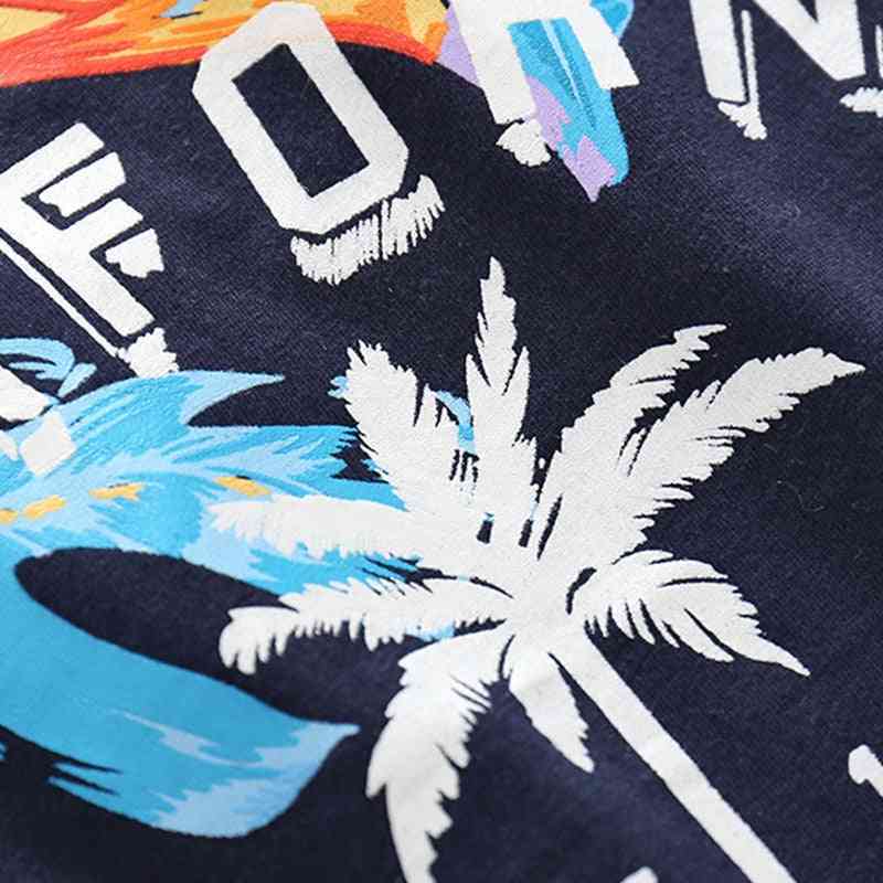 Letní tričko s potiskem kokosových stromů a bavlněné sportovní krátké kalhoty
