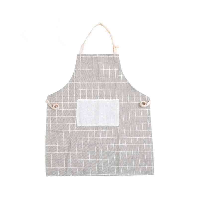 Plaids Striped Cotton Linen Apron & Adult Bibs For Cooking Baking Coffee Shop Cleaning