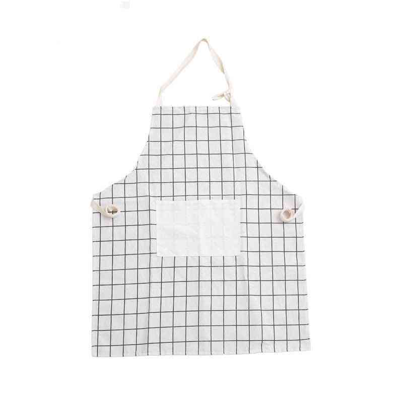 Plaids Striped Cotton Linen Apron & Adult Bibs For Cooking Baking Coffee Shop Cleaning
