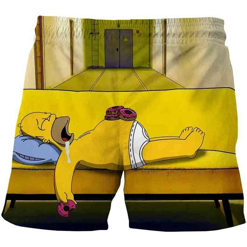 Morsomme simpson shorts sommer tenåringer tegneserie bukser barn baby 3d klær