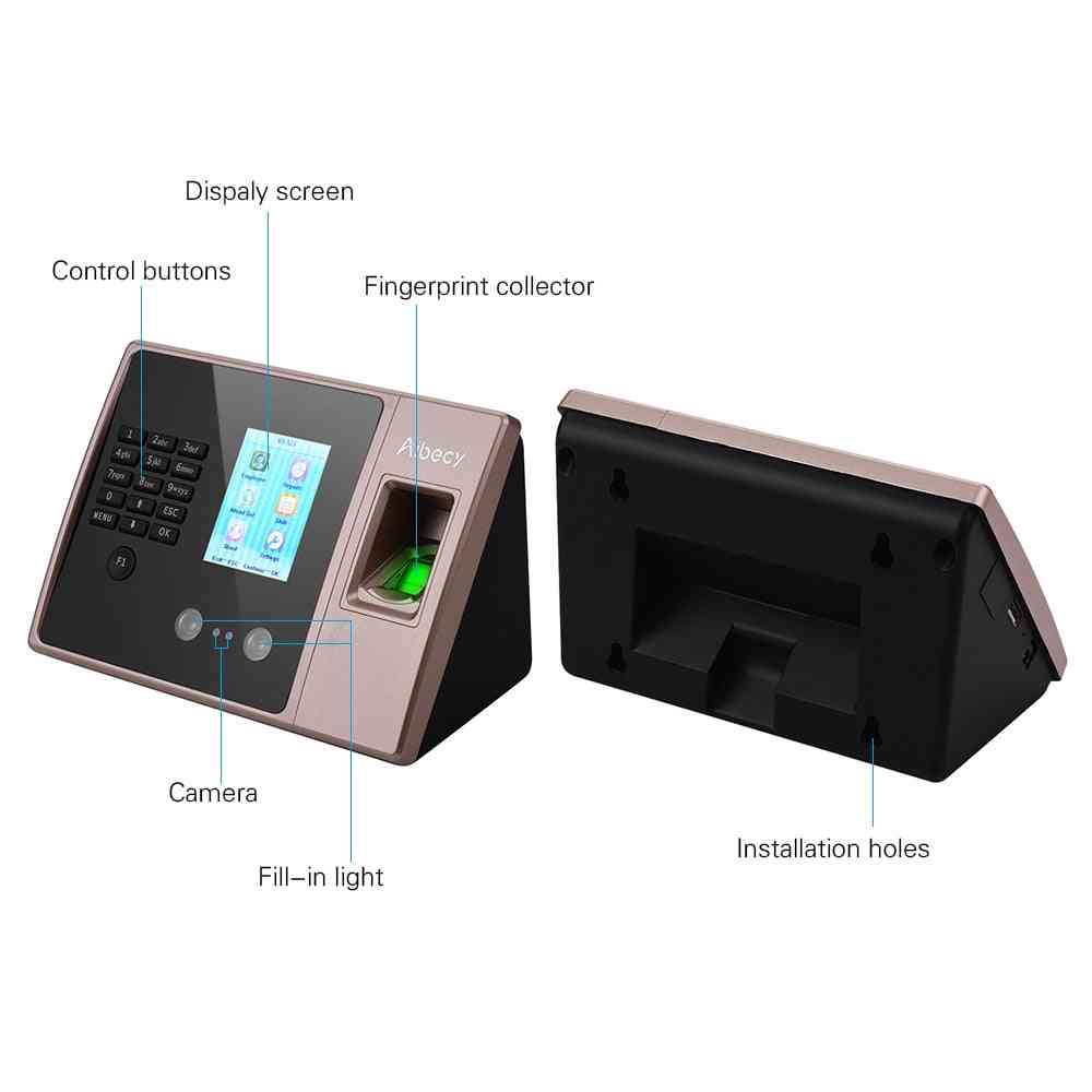 Multi-sprog biometrisk fingeraftryk tidsregistrering ur optager elektronisk maskine