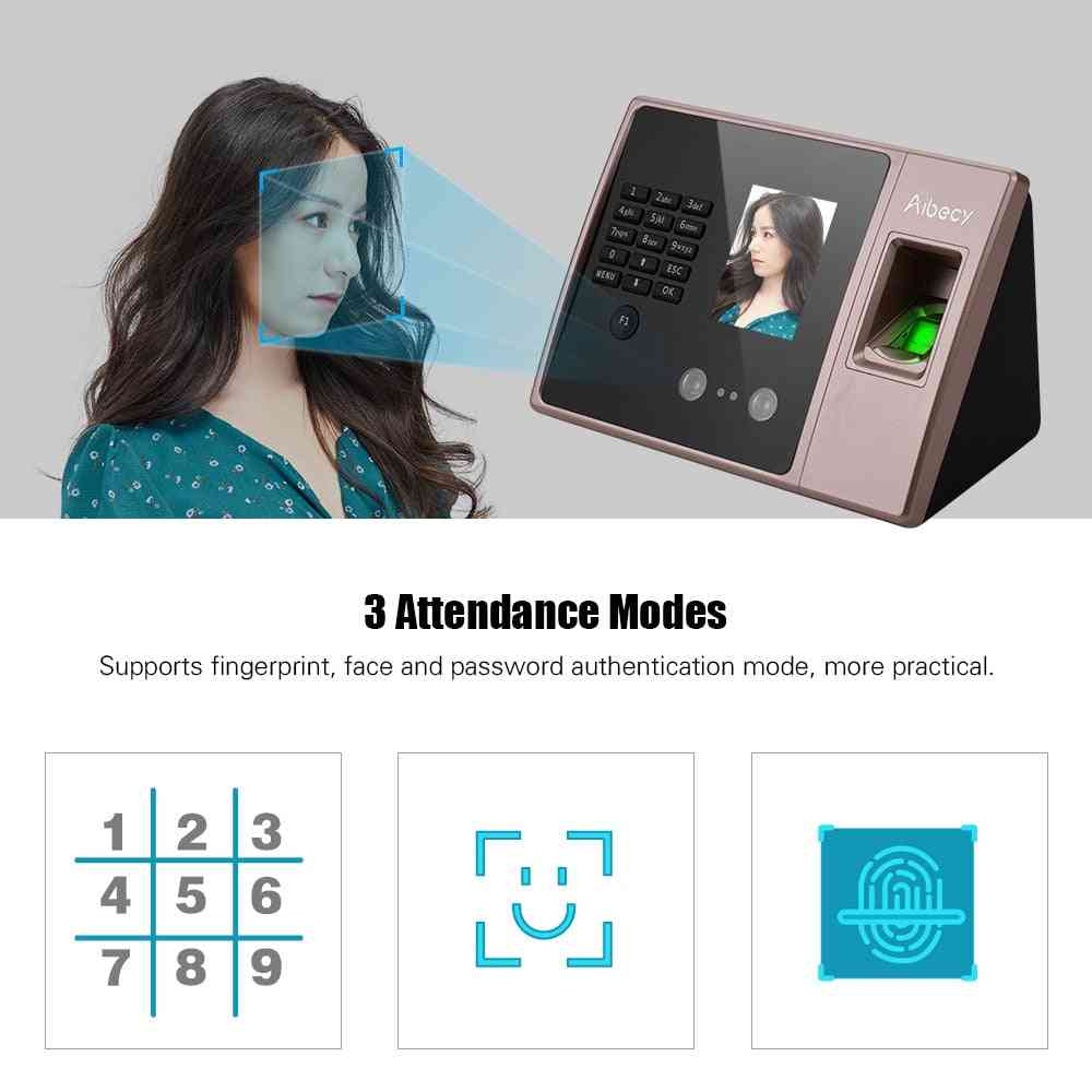 Multi-sprog biometrisk fingeraftryk tidsregistrering ur optager elektronisk maskine