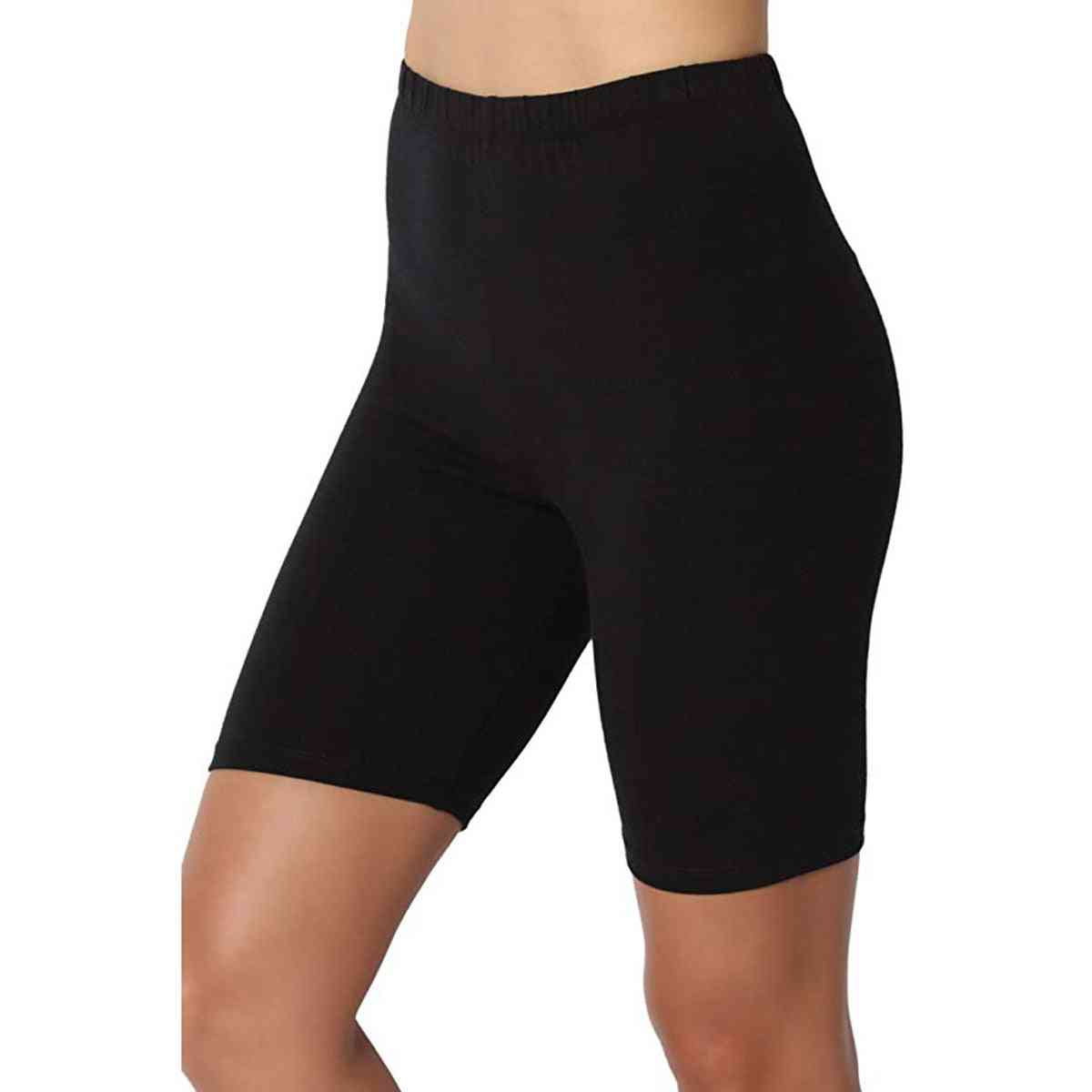 Woman Solid Shorts, Elastic Boxer Breathable Stretchy Force High Waist Pant