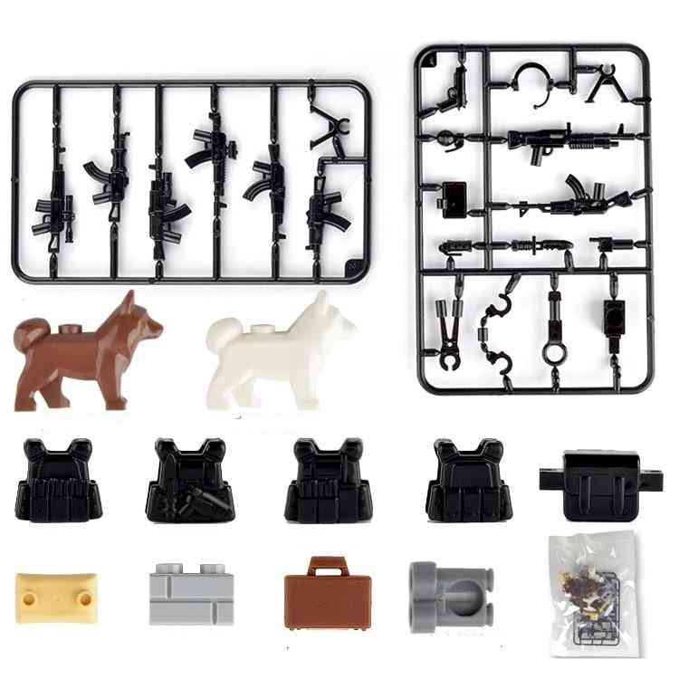 Locking Military- Swat Weapon Guns, Pack City Police Soldier, Building Blocks Toy