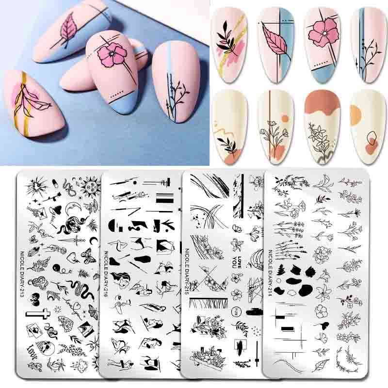 Flower Plants Nail Art Stamp Nail Stamping Template Floral Design