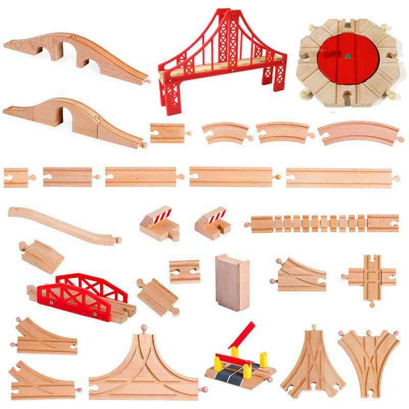 All Kinds Wooden Track Railway, Beech Train Accessories For Educational