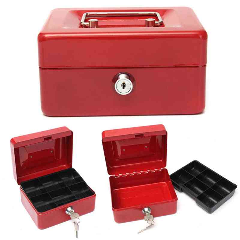 Practical Mini Petty Cash Money Box, Stainless Steel Security Lock