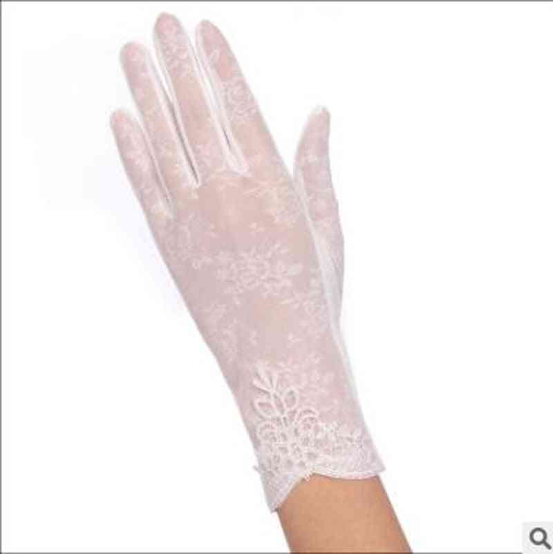 Summer Women Uv Sunscreen Short Sun Gloves, Ice Silk Lace, Driving Of Thin Touch Screen, Lady Glove