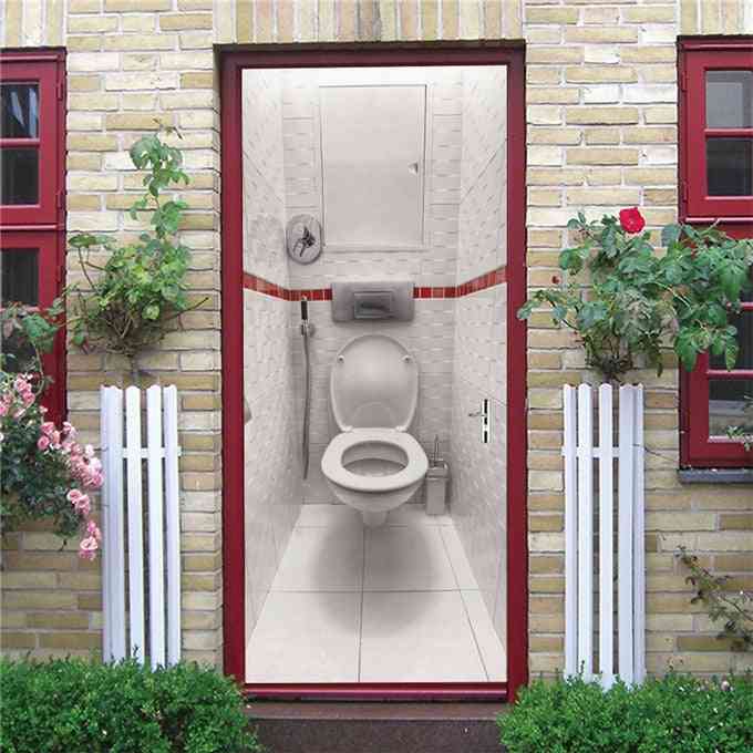 Toilet design dør dekoration tapet 3d væg klistermærke