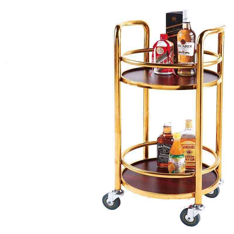 Shop Restaurant Tea Delivery Car Double Round Wine Cart Vice Trolley