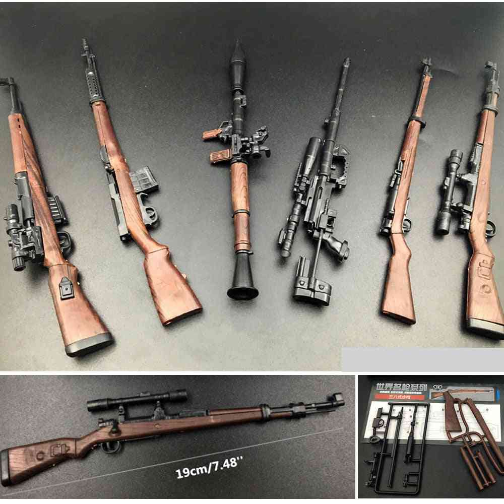 Modello di pistola giocattolo, puzzle di fucili, mattoncini da costruzione, modello di assemblaggio, arma pubg per action figure