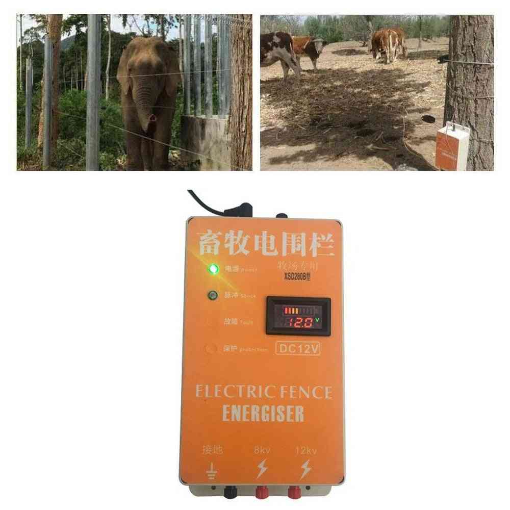 Solárny elektrický plot, budík, ovládač nabíjačky, zviera, ovca, kôň, oplotenie farmy, chov ovčiaka