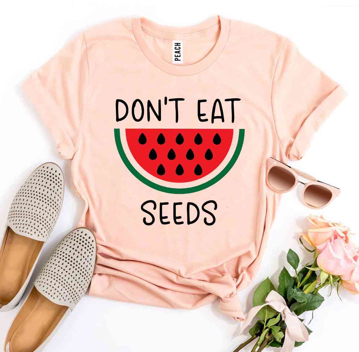 ät inte t-shirt med tryck av vattenmelonfrön