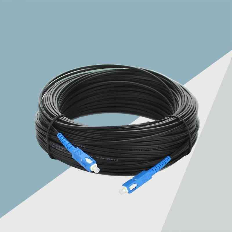 Sc/upc monocœur g652d câble de dérivation extérieur cordon de raccordement à fibre optique 100 mètres avec fil d'acier