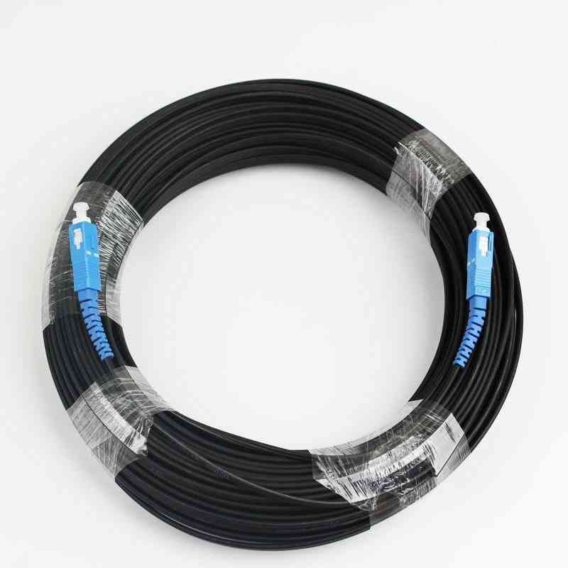 Sc/upc monocœur g652d câble de dérivation extérieur cordon de raccordement à fibre optique 100 mètres avec fil d'acier