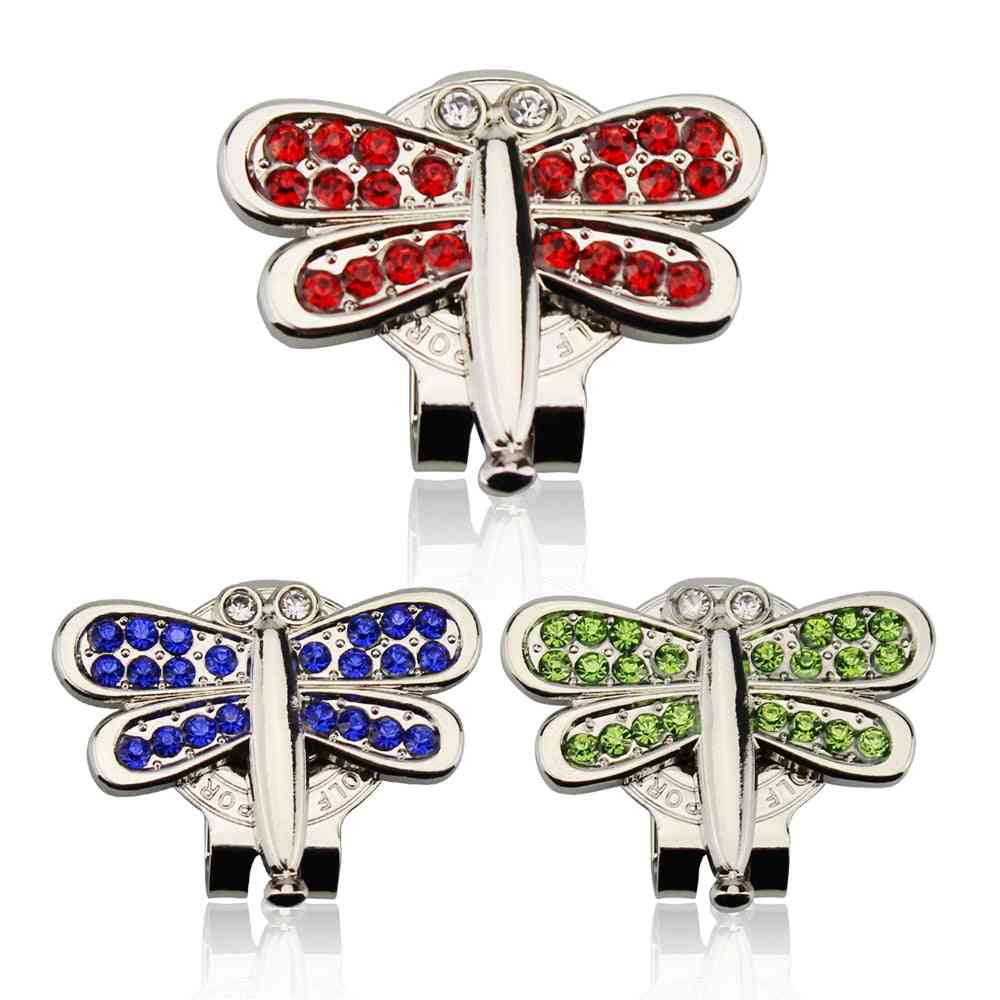 1pcs Gog Brand New Dragonfly Golf Ball Marker With Diamond & Magnet Hat Clip Multicolor Red Blue Green Ally Marker