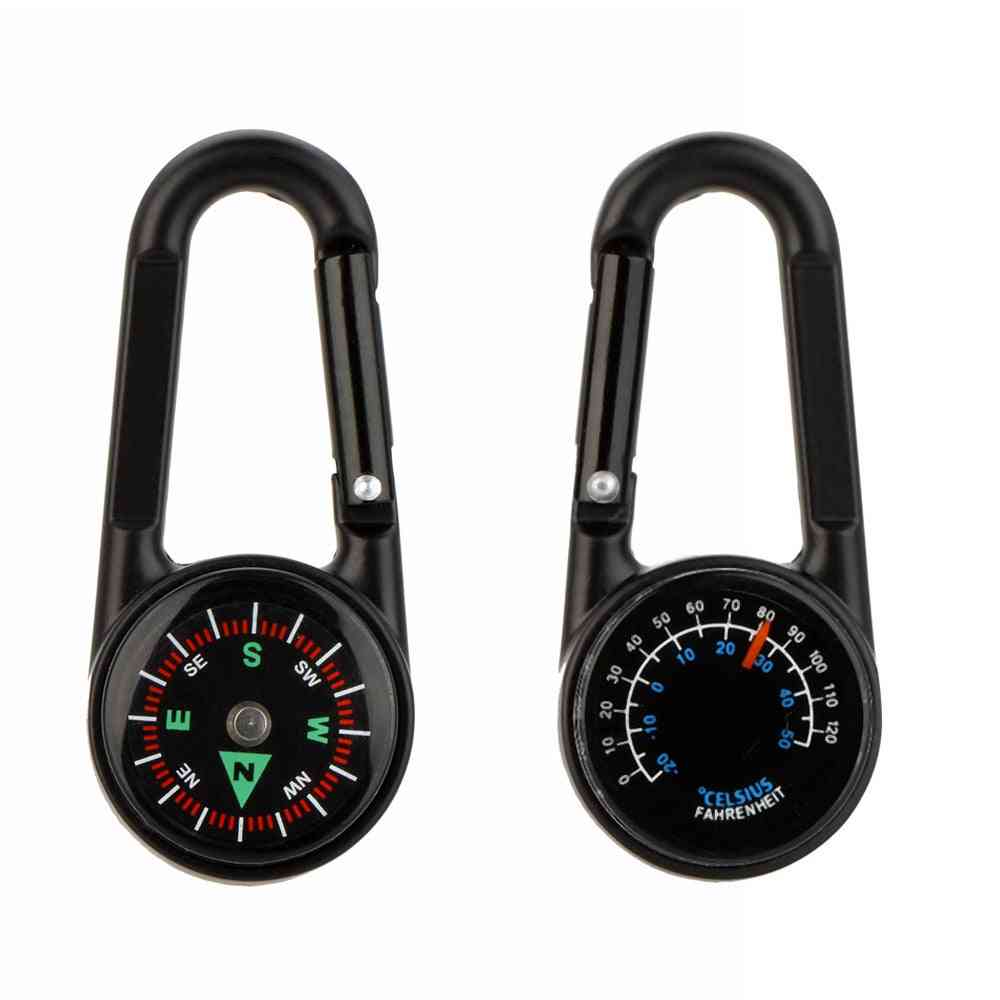 3-in-1 Mini Compass, Double-sided Carabiner, Thermometer For Outdoor Climbing