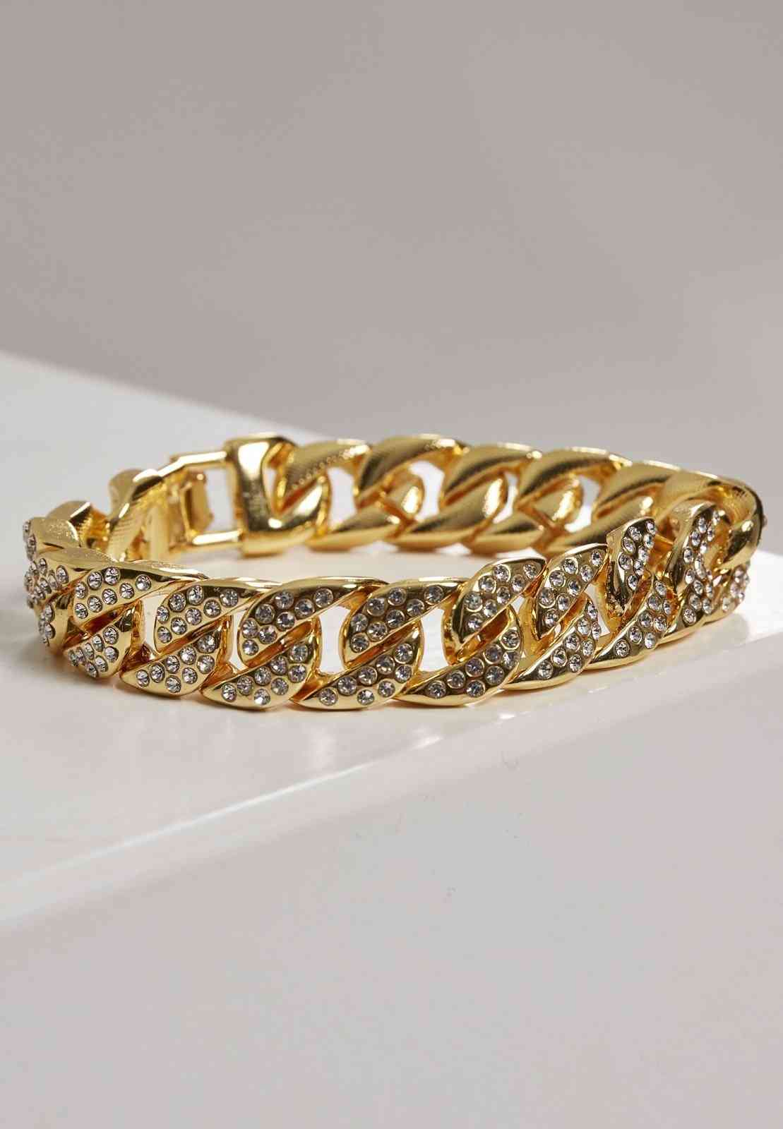 Big Bracelet With Stones - Gold