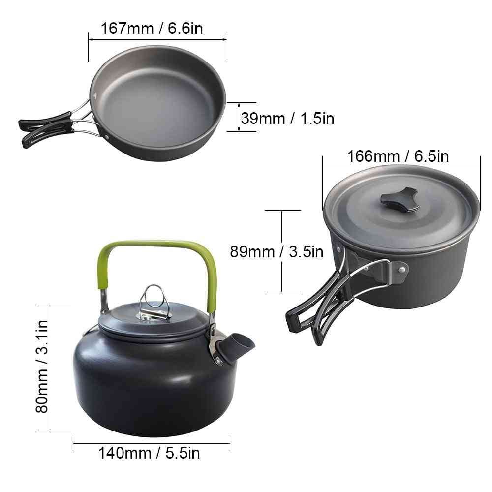 Aluminum Alloy- Cooking Teapot, Tableware Kettle, Pot, Frying Pan Set