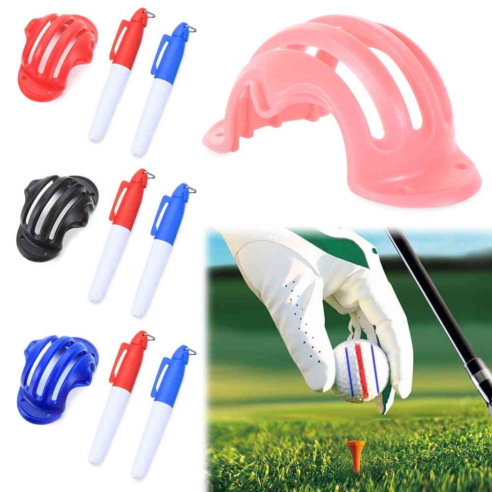 Line Marker Stencil + 2 Pen Golf Putting, Positioning Aids Golf Ball, Marker Outdoor Tool