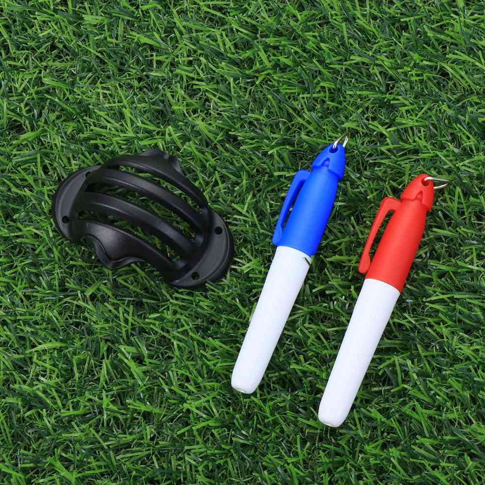 Line Marker Stencil + 2 Pen Golf Putting, Positioning Aids Golf Ball, Marker Outdoor Tool