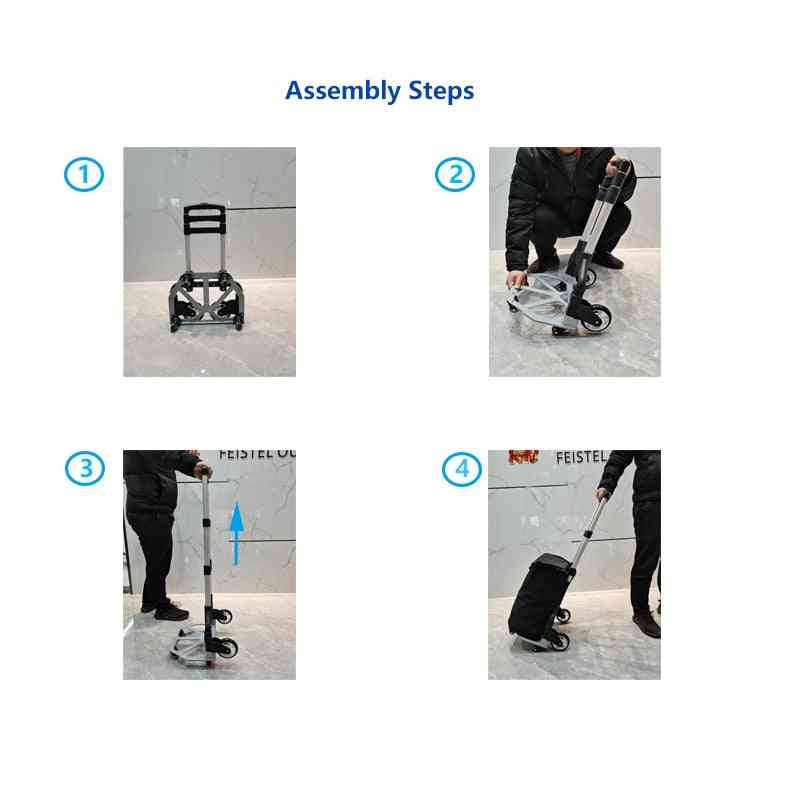 Folding Hand Truck Dolly, Heavy Duty, 2-wheel, Aluminum Cart, Compact And Lightweight For Luggage