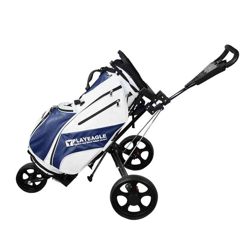 Push Golf-cart-bag-carrier, Umbrella-stand -trolley, Foldable 3-wheels