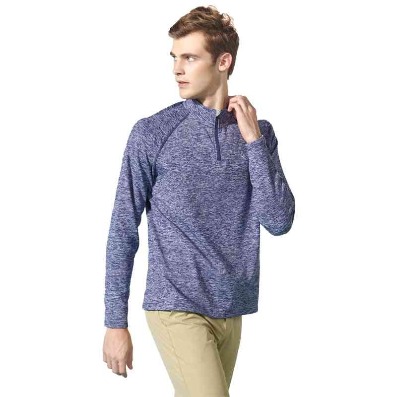 Zimný pánsky pulóver s dlhým rukávom, golfové tričko na zips, pánske športové oblečenie, jarné, jesenné, teplé outdoorové oblečenie