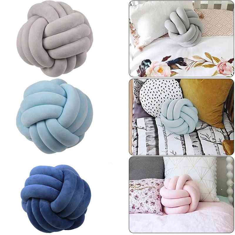 3 Braids Knotted Plush Throw Ball Pillow Waist, Back Pillows Cushion, Baby Calm Sleep Dolls Stuffed, Bedroom Decoration