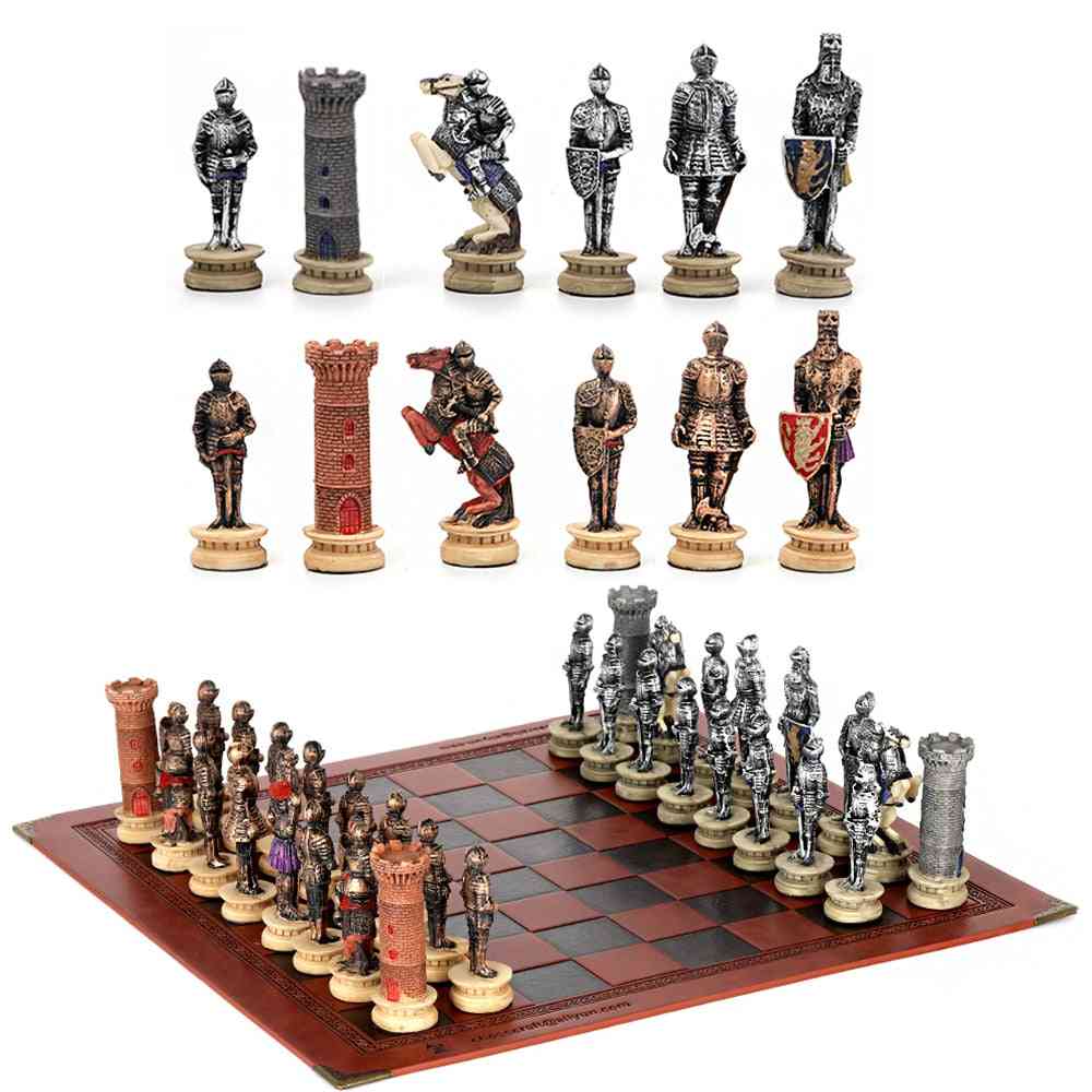 Middle Ages Knight Battle Themed Chess Checkers Set