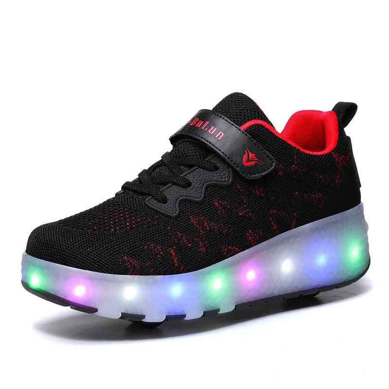 Usb Charging Roller Skate Shoes Led Light Sneakers (set-1)