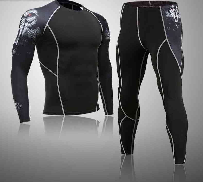 Gym Clothing Men's Compression Dry 3-piece Set Suit ( Set 2)