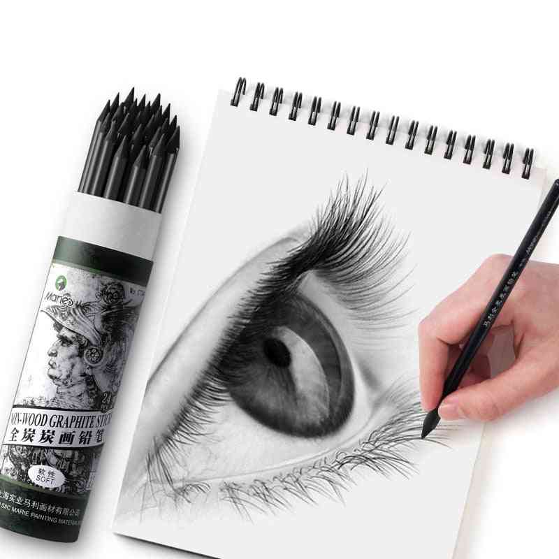 Soft Non-wood Charcoal Drawing Pencil, Non-toxic Sketching Pencil